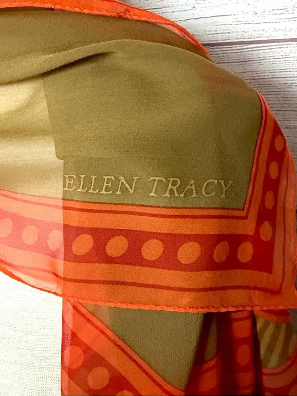 Ellen Tracy Linda Allard Large Silk Chiffon Scarf Mustard Orange 42x42